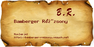 Bamberger Rázsony névjegykártya